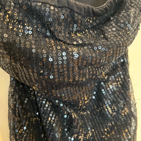 Sparkly Gold and Black Strapless Mini Dress - Picture 2 of 3